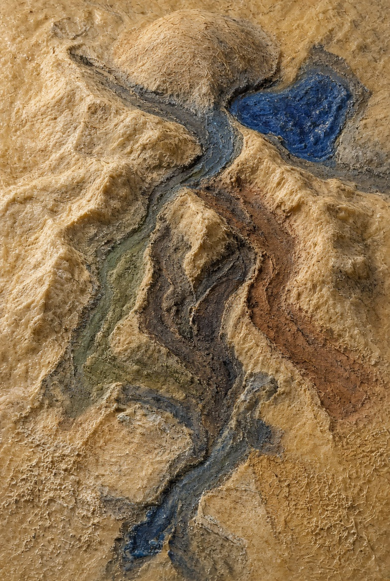 High ground branching into several grooves