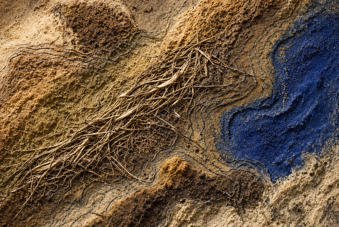 Embedded fibers across a wooded slope study