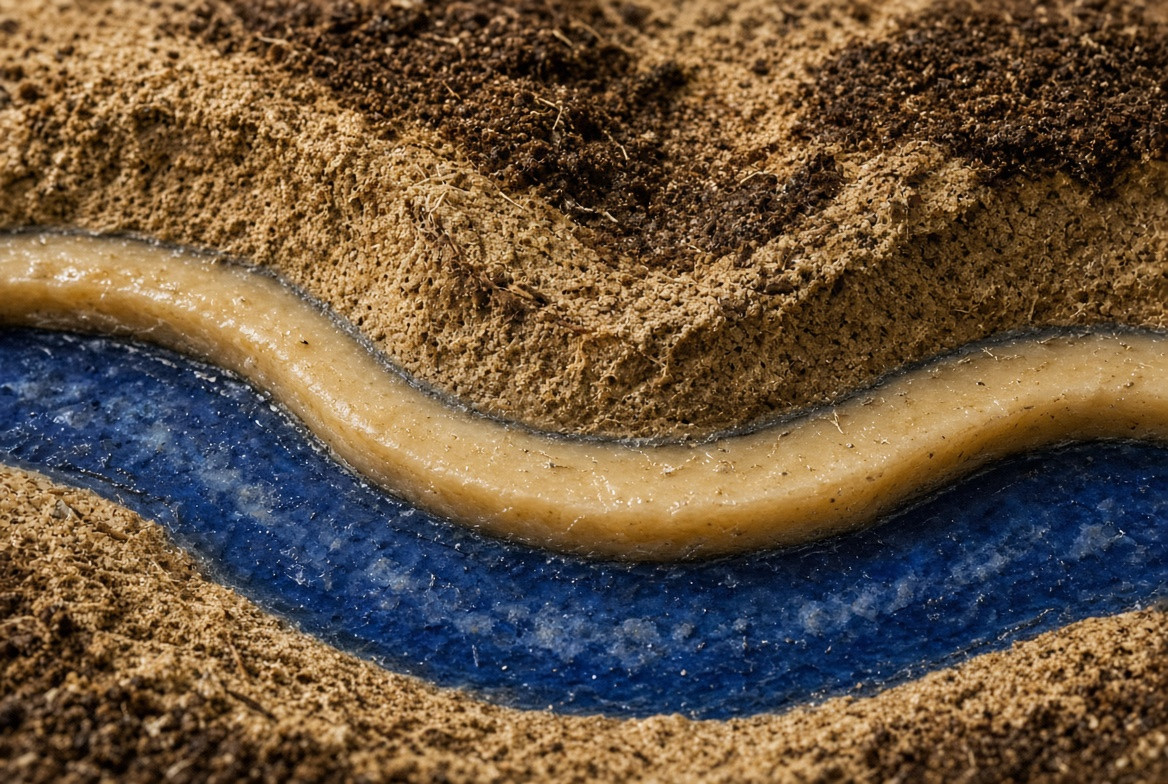 A shallow shelf along a streamlike bend