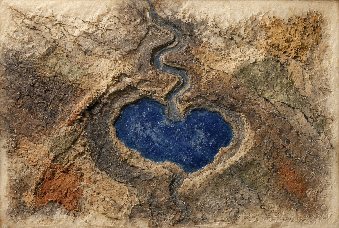 A sharing tributary ending within its own relief