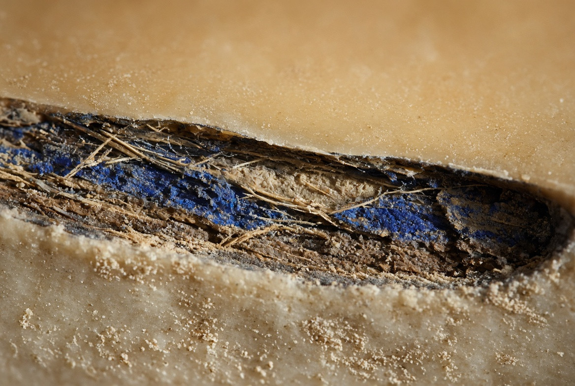 A cleared graphite channel in smooth wax